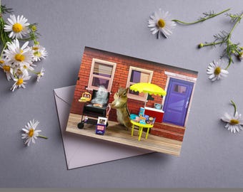 Chipmunk Back Deck Barbecue BBQ Notecard