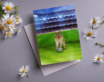 Chipmunk Playing Soccer Card