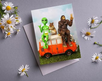 Chipmunk with Alien and Bigfoot 2 Card