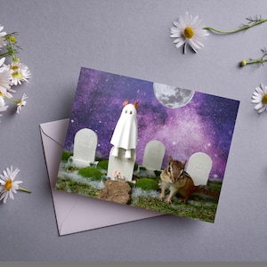 Chipmunk Halloween Cemetery Notecard