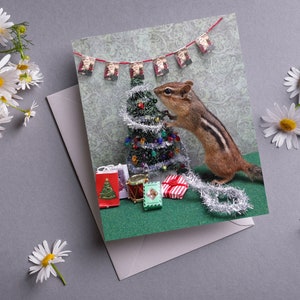 Chipmunk Christmas Tree Notecard