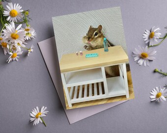 Chipmunk Taking Pills Card