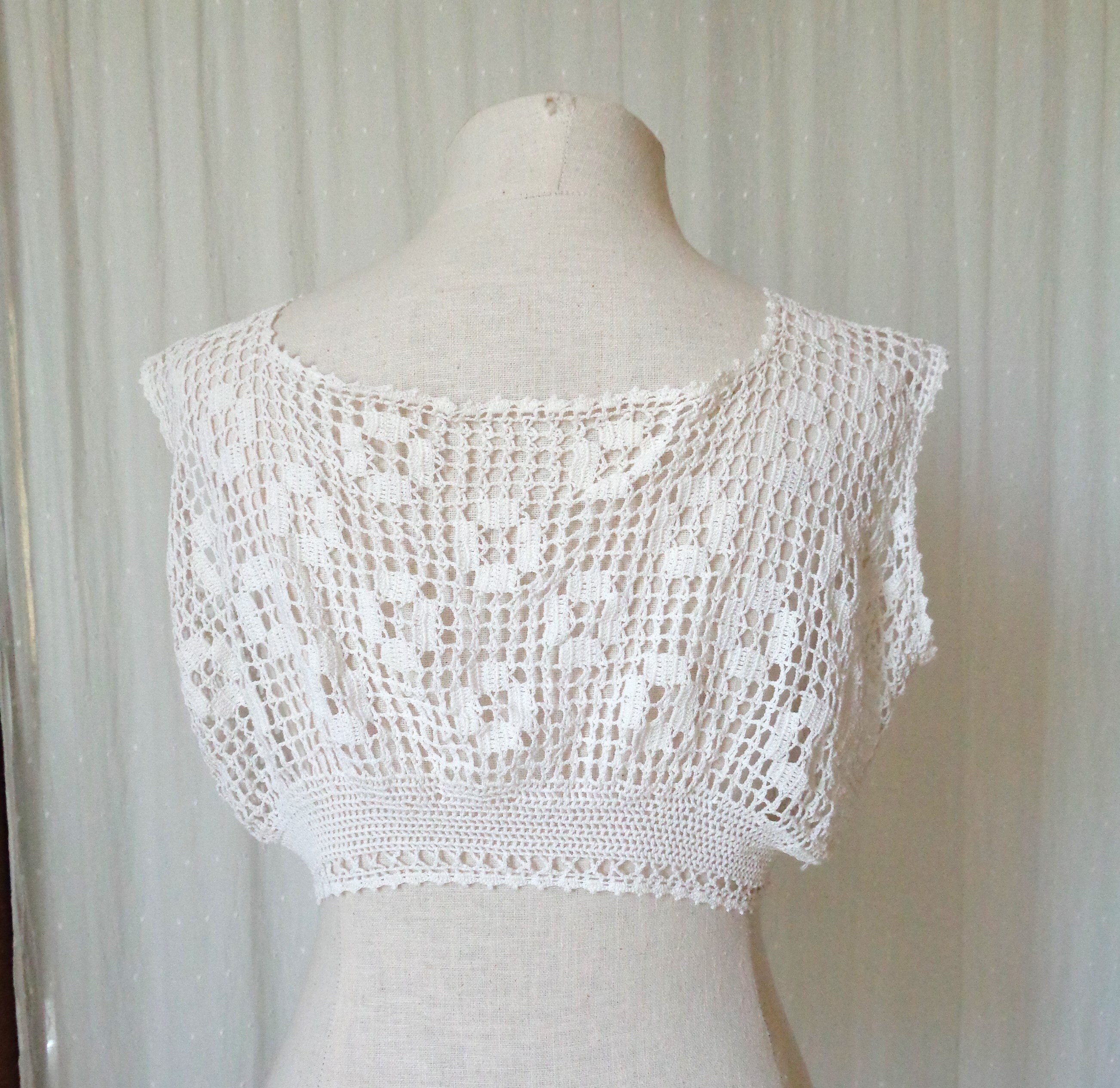 Vintage 1910's White Crochet Flower Corset Cover | Etsy