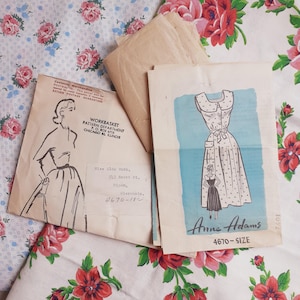Vintage 1950&#39;s Sleeveless Dress Pattern, Quaker Collar, Pocket - Mail Order Sewing Pattern Size 18.5, 38&quot; Bust, Volup Plus - Workbasket 4670