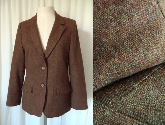 Vintage Brown /& Green Tweed Wool Sport Coat Mens Size 46L 80s Mens Blazer Brown Green Print Blazer Preppy Tweed Wool Sport Coat