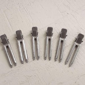 Vintage 1950&#39;s Pin Curl Clips, Aluminum Hair Curlers, Mervin Curlette, Set of 6
