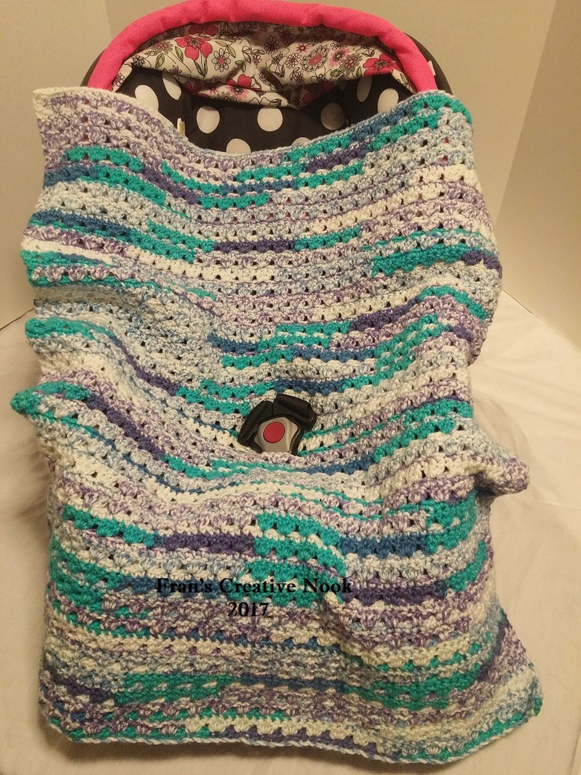 Crochet PATTERN Car Seat Baby Blanket Small Shell Stripes Etsy