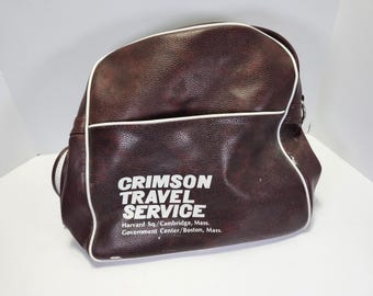 Vintage Crimson Travel Shoulder Bag: Maroon Retro Luggage Prop
