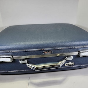 Vintage American Tourister Tiara Suitcase: Blue Retro Luggage Prop