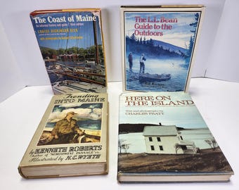 Vintage Maine Book Set: Coast, Island, LL Bean, NC Wyeth Illustrations