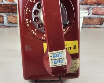 Vintage Bell Systems Rotary Wall Phone, Untested: Red Mid Century Wall Decor