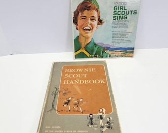 Vintage 1951 Brownie Girl Scout Handbook & 1965 'Sing' Record