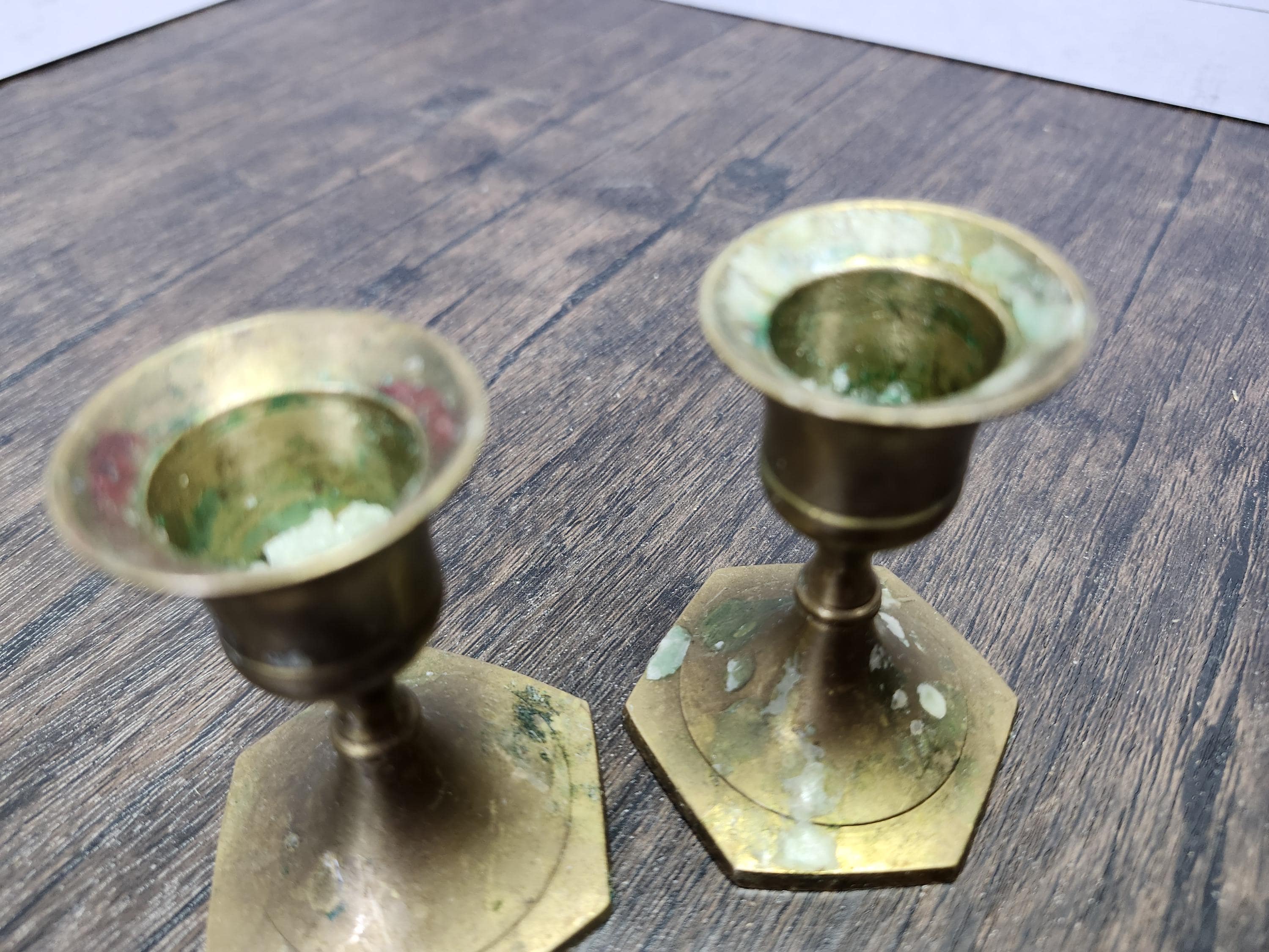 Vintage Brass Candlestick Holders - Set of 2 - Distressed Gold Decor - Etsy