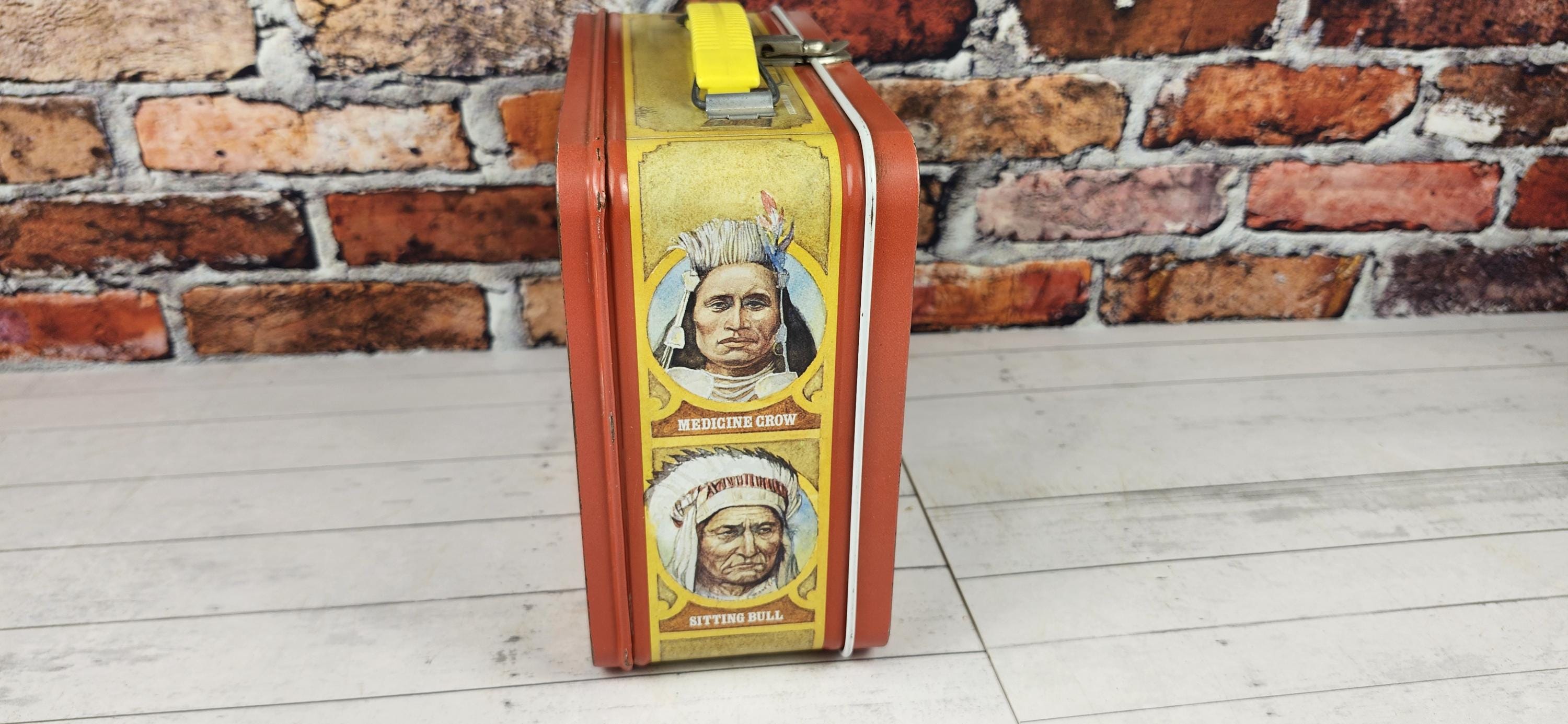 Vintage Early West Metal Lunchbox: Western Cowboy Storage Display
