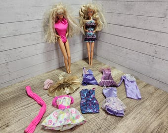 Vintage 1980s Barbie Dolls with Retro Clothing & Accessories
