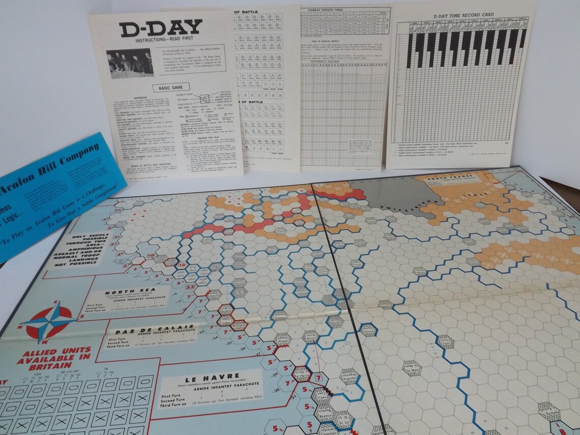 D Day game board Avalon Hill 1965 vintage rétro milieu du Etsy