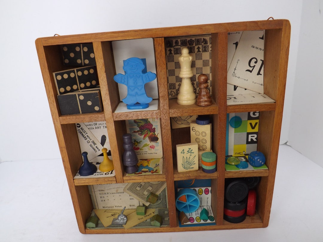 Vintage Board Game Pieces Shadow Box Game Room Decor Etsy
