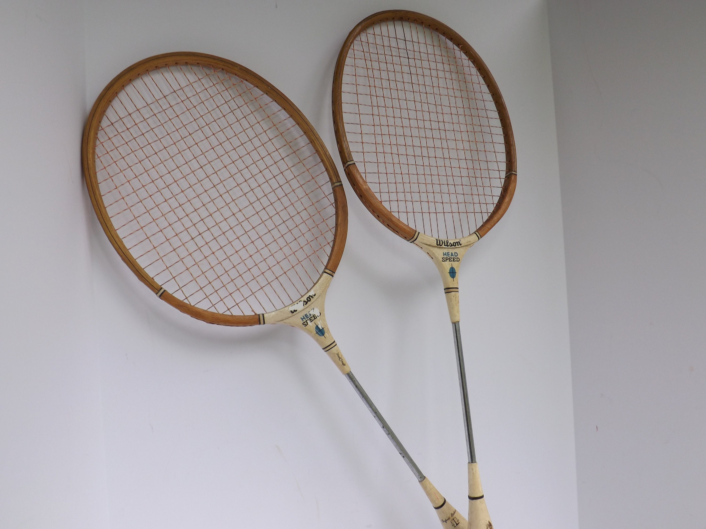 Set 2 Wilson Badminton Racquet Racket Vintage Retro Wood