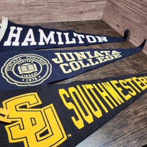 Vintage College Pennant Set: Blue Felt Memorabilia