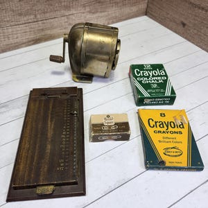Vintage Office Supply Lot: Retro Desk Decor, Metal Sharpener