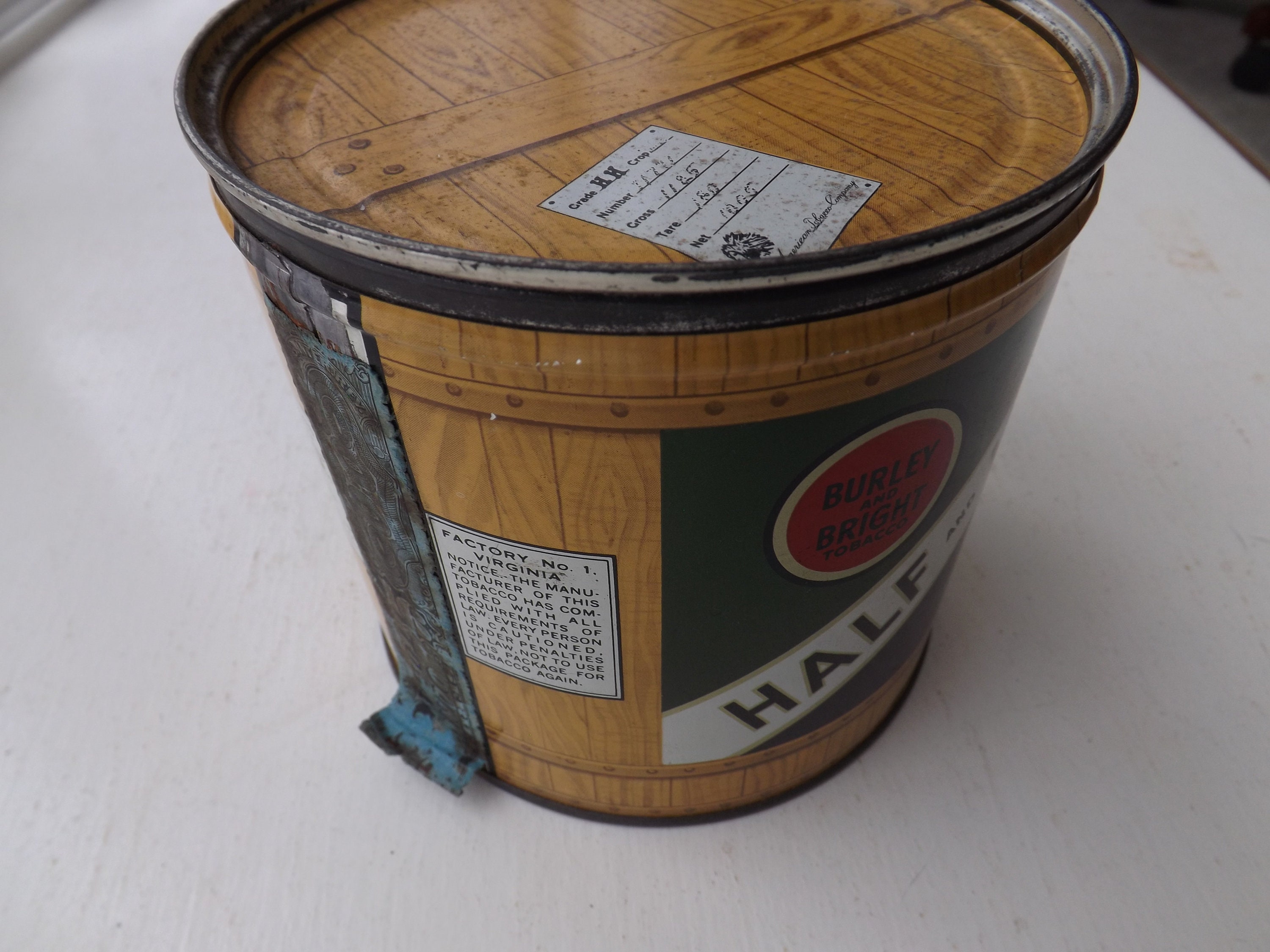 Half and Half Pipe Tobacco Tin Vintage Smoking Bar Decor Etsy