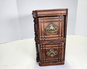Vintage Wooden Double Drawer Box: Rustic Farmhouse Decor