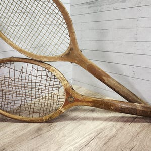 Vintage Wood Tennis Rackets Set: Spalding & Magnan, Retro Sports Decor