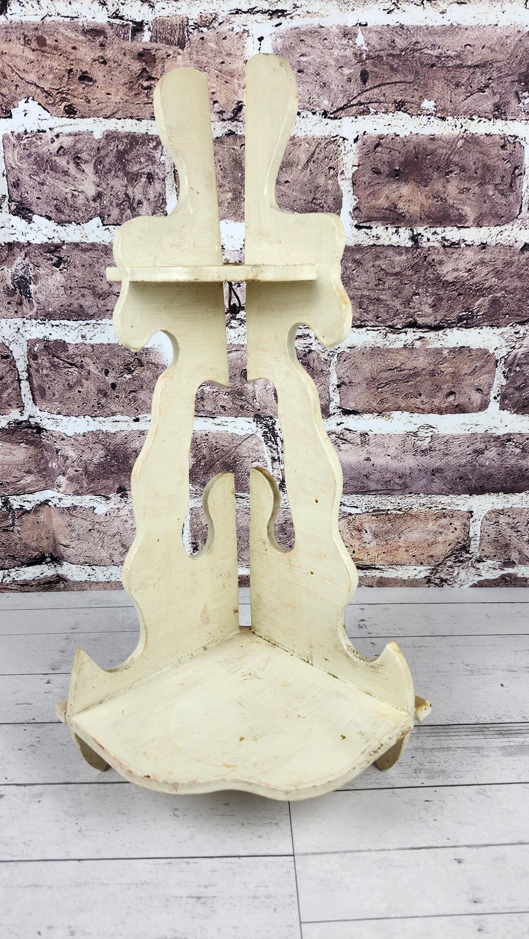 Vintage Wooden Corner Shelf: White Painted Chippy Wall Decor - Etsy