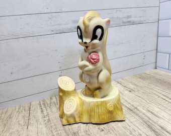 Vintage Art Line Skunk Blow Mold 657 Black White Skunk Holding 