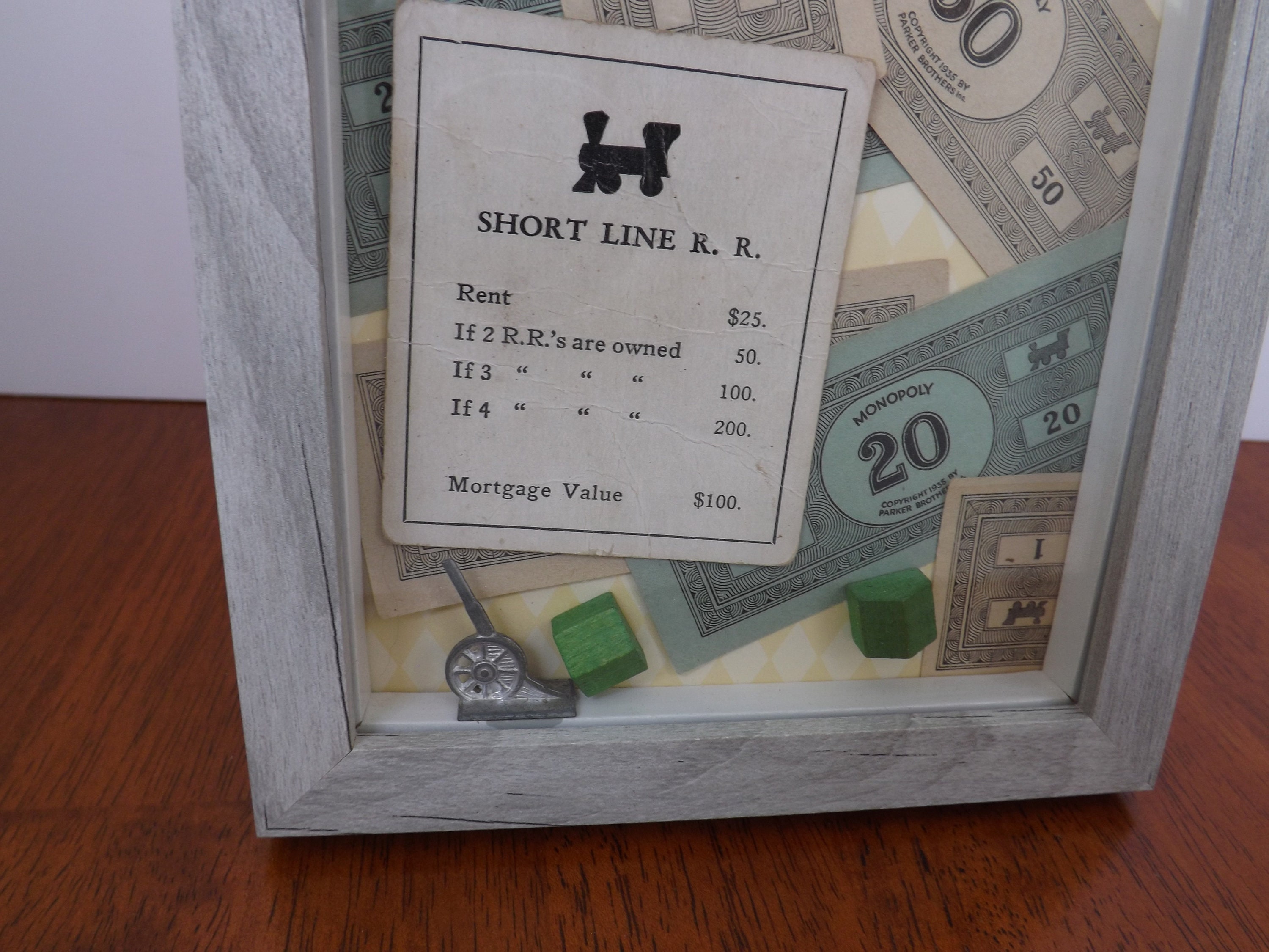 Vintage Monopoly Game Pieces Shadow Box Game Room Decoration Etsy