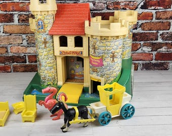 Vintage Fisher Price Play Family Castle with Accessories: Little People Toy Set
