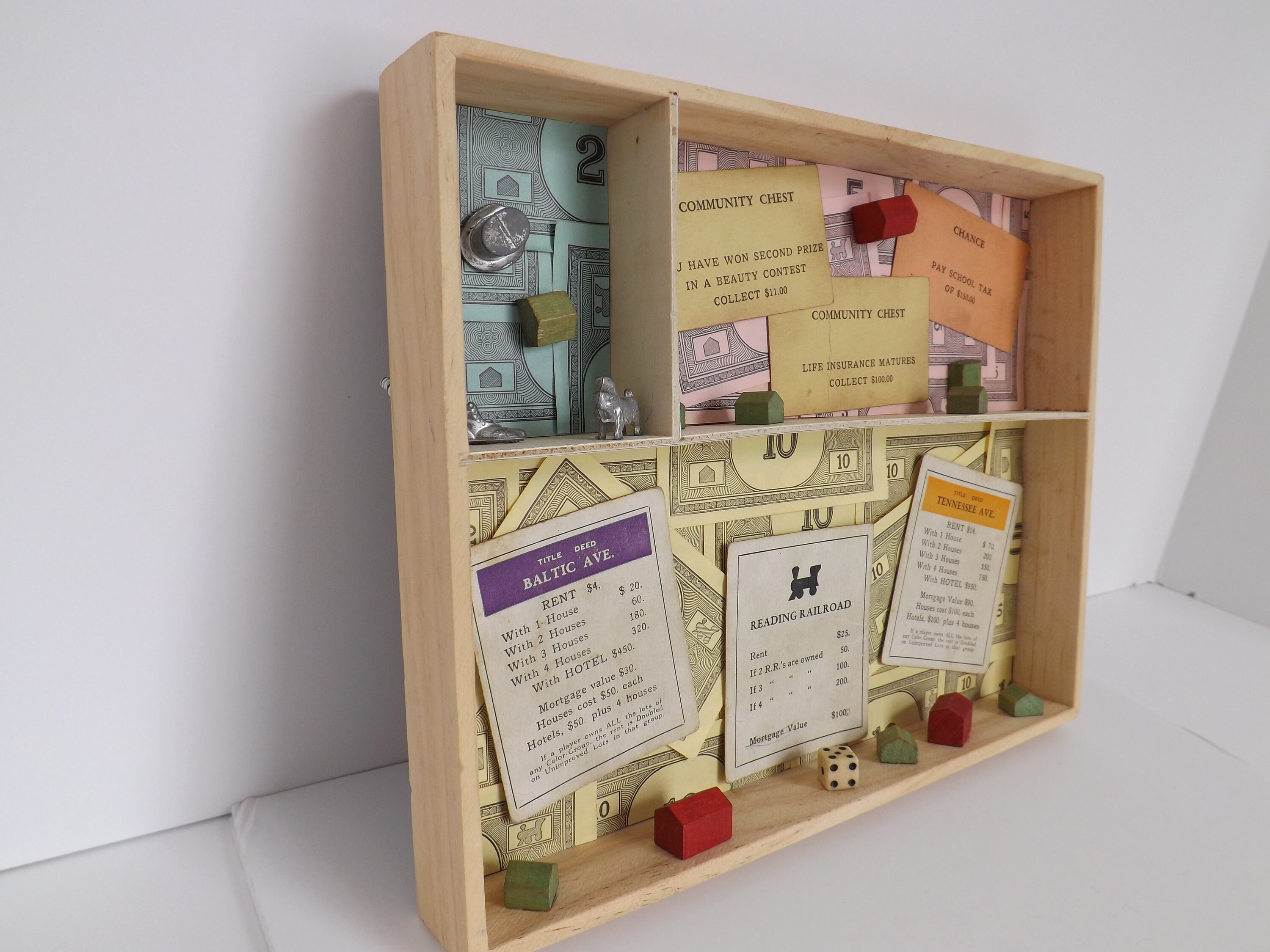 Vintage Monopoly Game Pieces Shadow Box Game Room Decoration Etsy