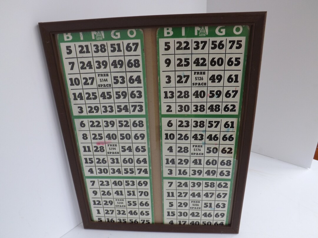 Framed Vintage Bingo Boards, Game Room Decor, Family Room, Den