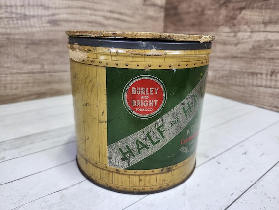 Vintage Half and Half Tobacco Tin: Distressed Bar Decor