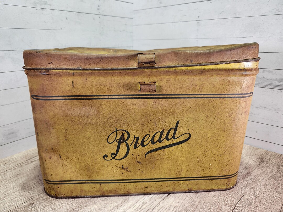 Empeco Metal Bread Box, Rusty Vintage, Yellow, Kitchen, Pantry, Storage
