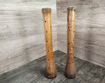 Vintage Wooden Textile Spools: Farmhouse Decor Display (13x2.5 inches)
