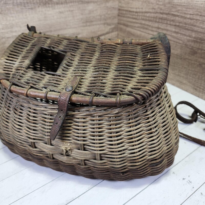 Ancien Panier De Pêche (creel) En Bois – Pêche à La Truite – États-Unis