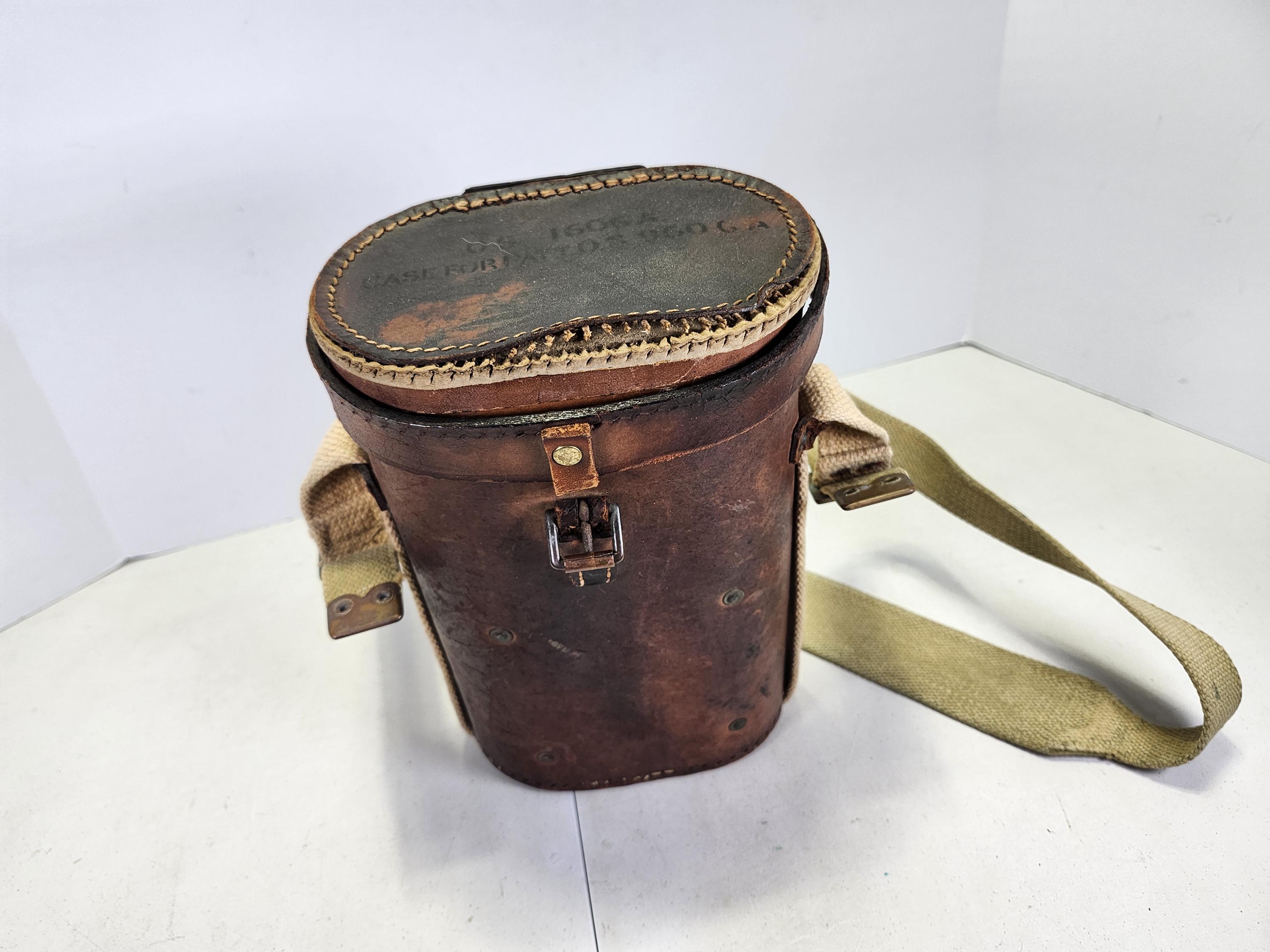 Vintage Brown Leather Case with Canvas Strap: Display Storage Bag