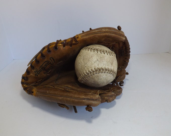 Baseball Glove and Ball, Softball, Vintage Leather, Sports Equipment