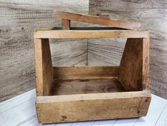Vintage Wooden Shoe Shine Caddy: Farmhouse Industrial Decor