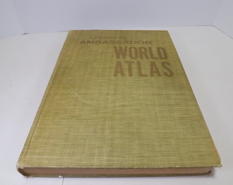 Vintage 1954 Hammond&#39;s Ambassador World Atlas: Geography Decor