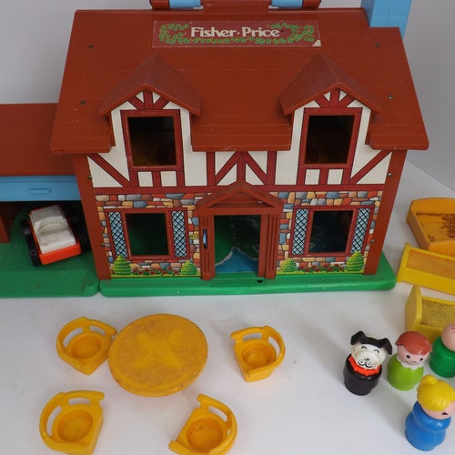 Vintage Fisher Price House Little People Family Tudor House Etsy