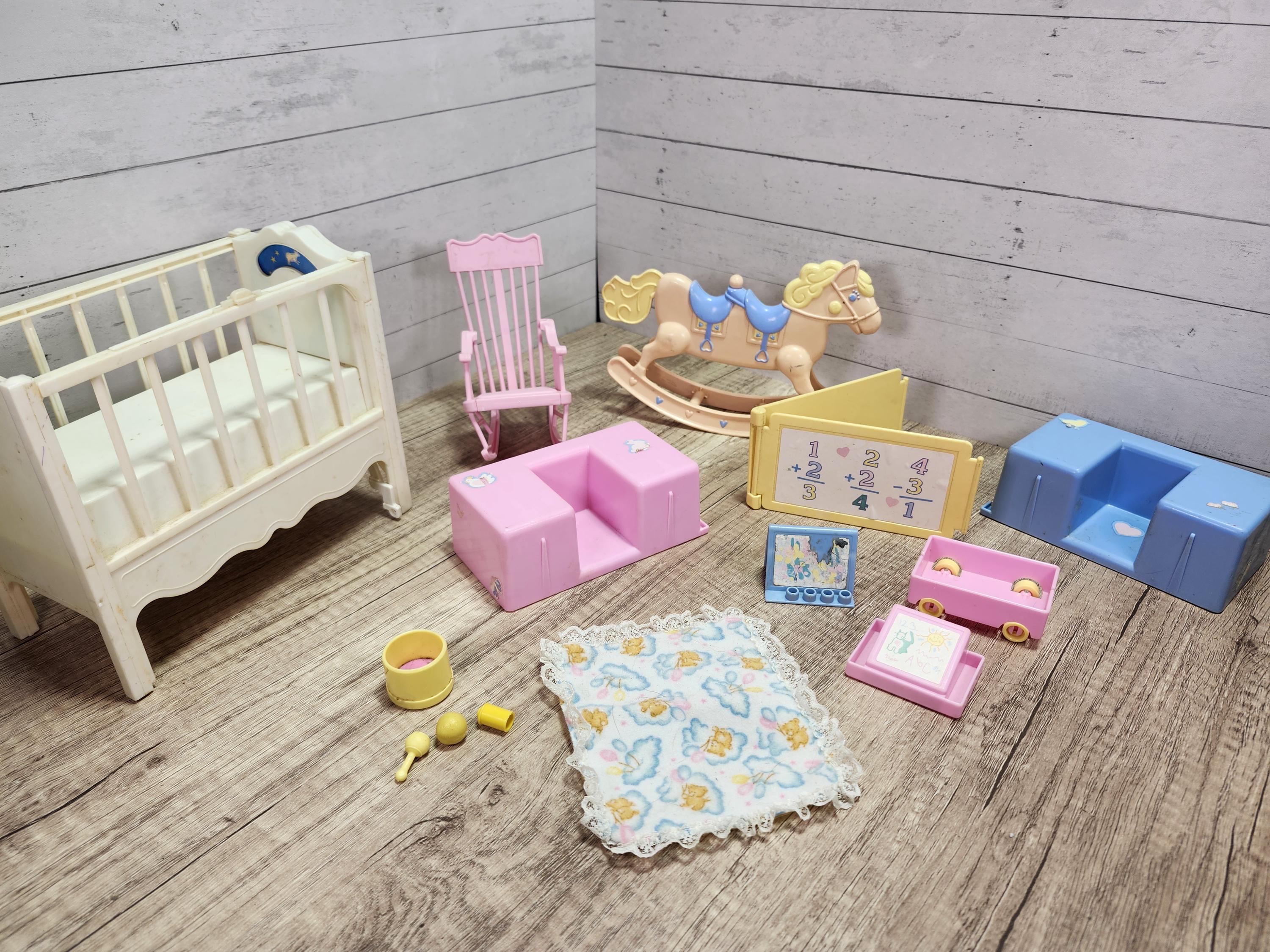 Vintage Barbie Heart Family Parts Lot: Play Center & Nursery Pieces