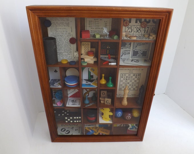 Vintage Board Game Pieces Shadow Box Game Room Decor Etsy