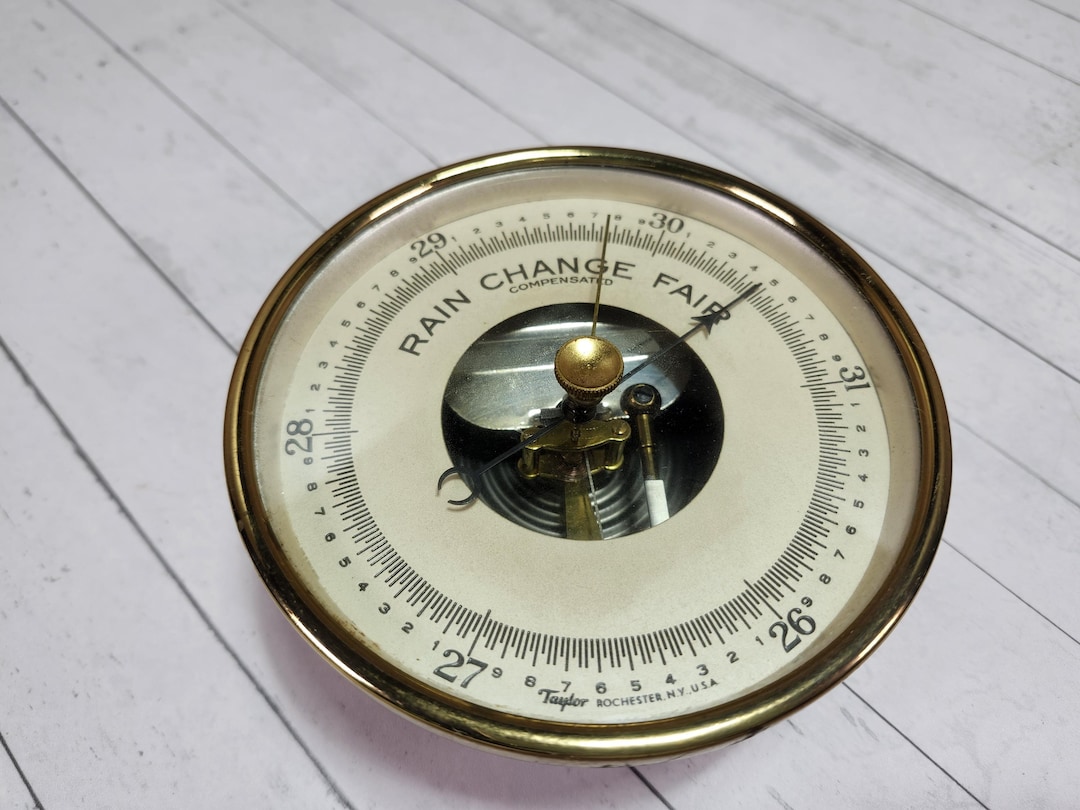 Barometer Hallmark Vintage Taylor Barometer: Coastal Nautical Decor, Gold Brass Accent - Etsy