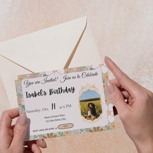 Editable Flower Birthday Invitation, Printable Flower Birthday Invite, Birthday Invitation