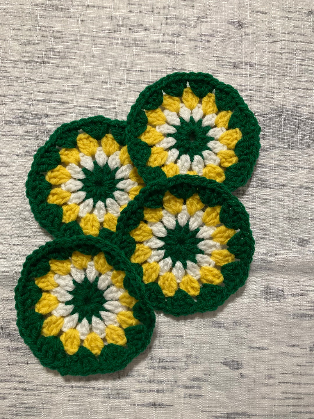 Crochet Coaster, Cup Mat, Circle Crochet Mug Rug, Green Bay Packer