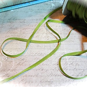 Green Silk Ribbon 2 YD Trims Crafts Sewing Supplies T-112