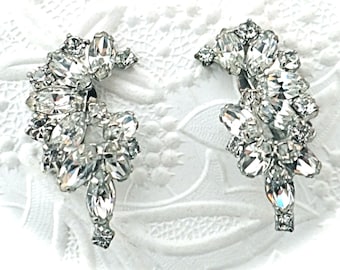 Vintage Rhinestone Earrings Clip On Earrings Costume Jewelry VA-192