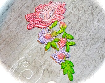 Rose Lace Applique Hand Dyed Venice Lace AP-141